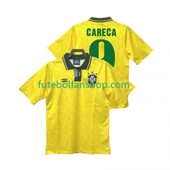 Camisola Principal Seleção Brasileira CARECA 9 Retro 1991 1993 Manga Curta ,Homem
