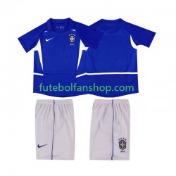 Camisola Alternativo Seleção Brasileira Retro 2002 Manga Curta ,Criança