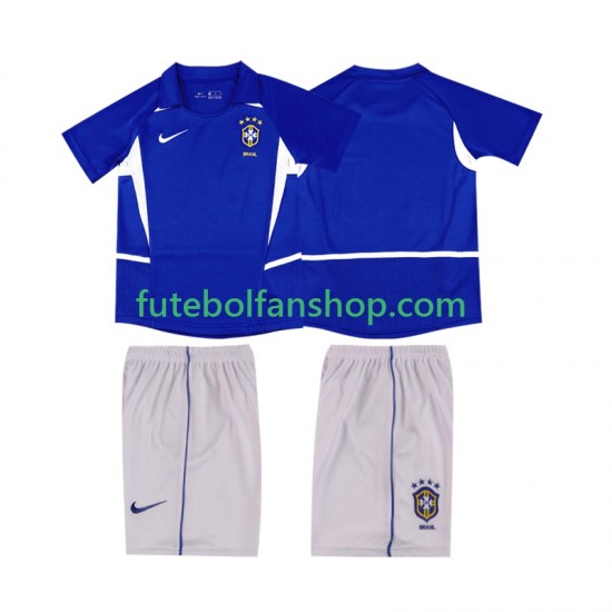 Camisola Alternativo Seleção Brasileira Retro 2002 Manga Curta ,Criança