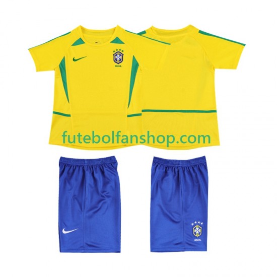 Camisola Principal Seleção Brasileira Retro 2002 Manga Curta ,Criança