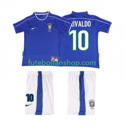 Camisola Alternativo Seleção Brasileira RIVALDO 10 Retro 1998 Manga Curta ,Criança