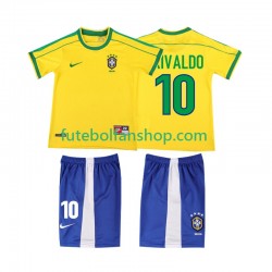 Camisola Principal Seleção Brasileira RIVALDO 10 Retro 1998 Manga Curta ,Criança