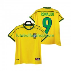 Camisola Principal Seleção Brasileira RONALDO 9 Retro 1998 Manga Curta ,Homem