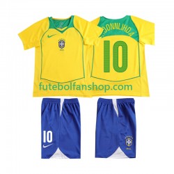 Camisola Principal Seleção Brasileira RONALOINHO 10 Retro 2004 Manga Curta ,Criança