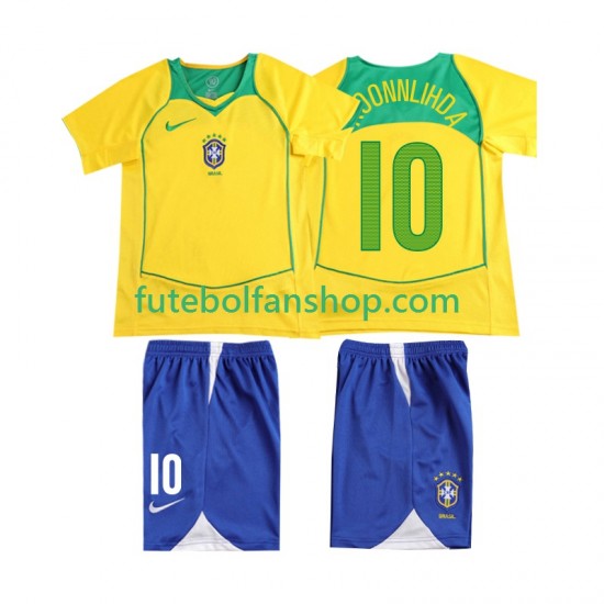 Camisola Principal Seleção Brasileira RONALOINHO 10 Retro 2004 Manga Curta ,Criança