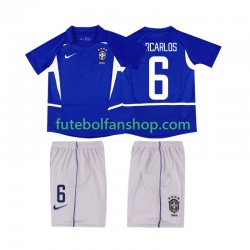 Camisola Alternativo Seleção Brasileira Roberto Carlos 6 Retro 2002 Manga Curta ,Criança