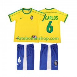Camisola Principal Seleção Brasileira Roberto Carlos 6 Retro 1998 Manga Curta ,Criança