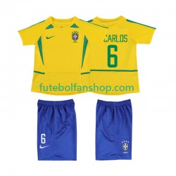 Camisola Principal Seleção Brasileira Roberto Carlos 6 Retro 2002 Manga Curta ,Criança