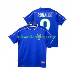 Camisola Alternativo Seleção Brasileira Ronaldo 9 Retro 1998 Manga Curta ,Homem