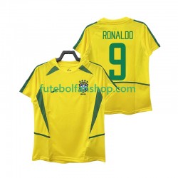 Camisola Principal Seleção Brasileira Ronaldo 9 Retro 2002 Manga Curta ,Homem