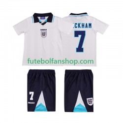 Camisola Principal Seleção Inglesa Beckham 7 Retro 1996 Manga Curta ,Criança