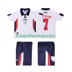 Camisola Principal Seleção Inglesa Beckham 7 Retro 1998 Manga Curta ,Criança