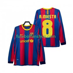Camisola Principal FC Barcelona A INIESTA 8 Retro 2010 2011 Manga Comprida ,Homem