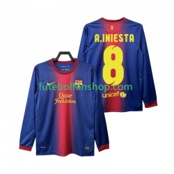 Camisola Principal FC Barcelona A INIESTA 8 Retro 2012 2013 Manga Comprida ,Homem