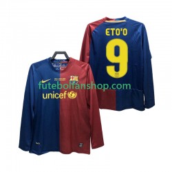 Camisola Principal FC Barcelona ETO O 9 Retro Champions League 2008 2009 Manga Comprida ,Homem