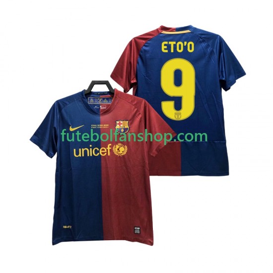 Camisola Principal FC Barcelona ETO O 9 Retro Champions League 2008 2009 Manga Curta ,Homem
