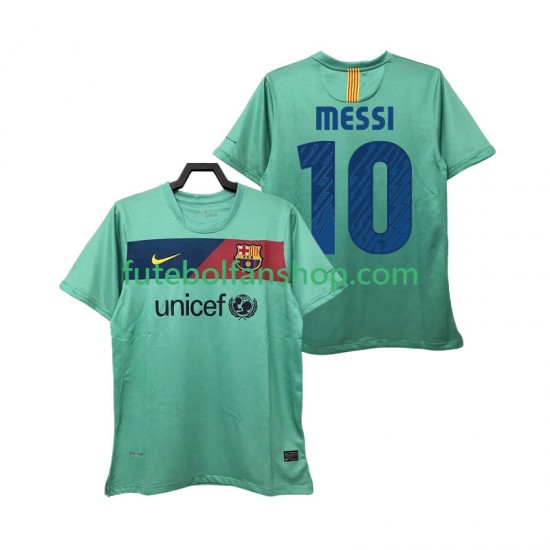 Camisola Alternativo FC Barcelona Lionel Messi 10 Retro 2010 2011 Manga Curta ,Homem