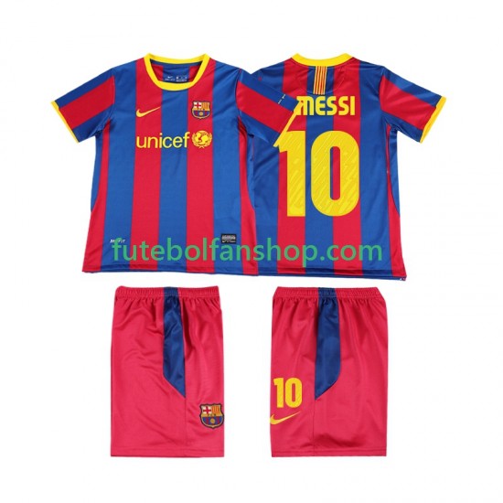Camisola Principal FC Barcelona Lionel Messi 10 Retro 2010 2011 Manga Curta ,Criança