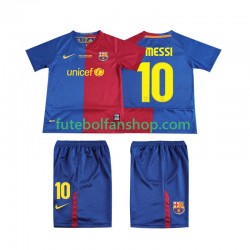 Camisola Principal FC Barcelona Lionel Messi 10 Retro Champions League 2008 2009 Manga Curta ,Criança