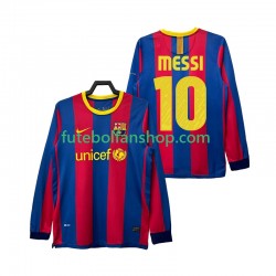 Camisola Principal FC Barcelona Lionel Messi 10 Retro 2010 2011 Manga Comprida ,Homem