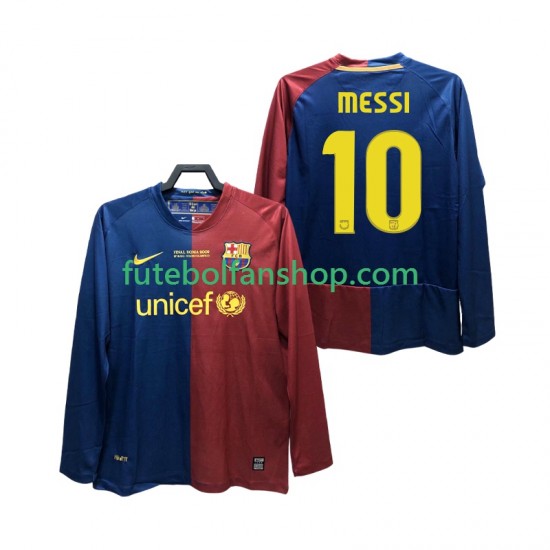 Camisola Principal FC Barcelona Lionel Messi 10 Retro Champions League 2008 2009 Manga Comprida ,Homem