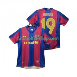 Camisola Principal FC Barcelona Lionel Messi 19 Retro 2007 2008 Manga Curta ,Homem