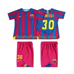 Camisola Principal FC Barcelona Lionel Messi 30 Retro Champions League 2005 2006 Manga Curta ,Criança