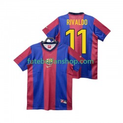 Camisola Principal FC Barcelona RIVALDO 11 Retro 1998 1999 Manga Curta ,Homem