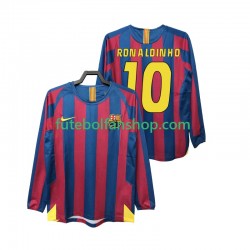 Camisola Principal FC Barcelona RONALDINHO 10 Retro 2005 2006 Manga Comprida ,Homem