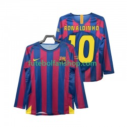 Camisola Principal FC Barcelona RONALDINHO 10 Retro Champions League 2005 2006 Manga Comprida ,Homem