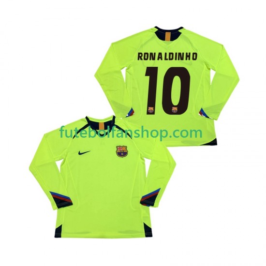 Camisola Alternativo FC Barcelona RONALDINHO 10 Retro 2005 2006 Manga Comprida ,Homem Camisola Alternativo FC Barcelona RONALDINHO 10 Retro 2005 2006 Manga Comprida ,Homem