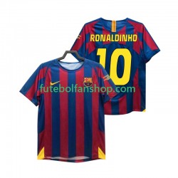 Camisola Principal FC Barcelona RONALDINHO 10 Retro Champions League 2005 2006 Manga Curta ,Homem