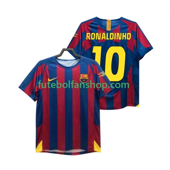 Camisola Principal FC Barcelona RONALDINHO 10 Retro Champions League 2005 2006 Manga Curta ,Homem