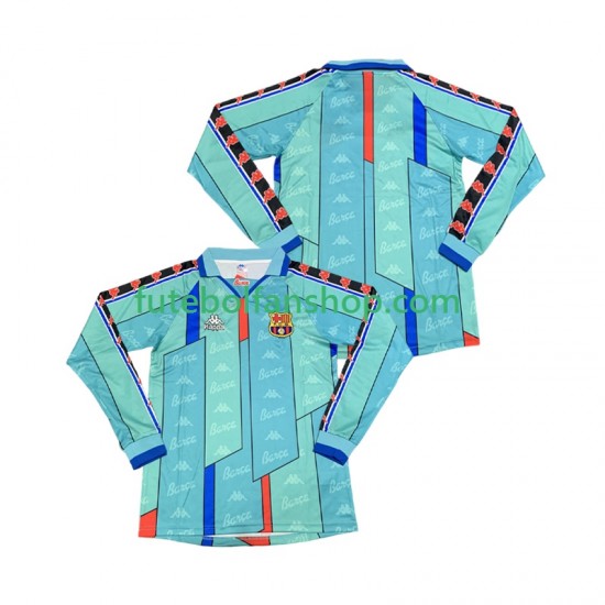Camisola Alternativo FC Barcelona Retro 1996 1997 Manga Comprida ,Homem