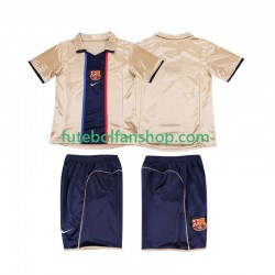 Camisola Alternativo FC Barcelona Retro 2001 2002 Manga Curta ,Criança