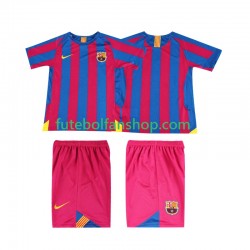 Camisola Principal FC Barcelona Retro 2005 2006 Manga Curta ,Criança