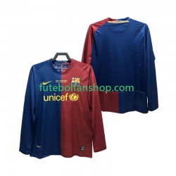 Camisola Principal FC Barcelona Retro Champions League 2008 2009 Manga Comprida ,Homem