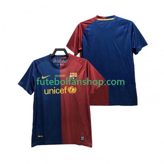 Camisola Principal FC Barcelona Retro Champions League 2008 2009 Manga Curta ,Homem
