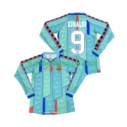 Camisola Alternativo FC Barcelona Ronaldo 9 Retro 1996 1997 Manga Comprida ,Homem