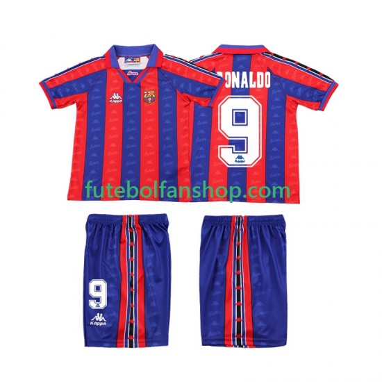 Camisola Principal FC Barcelona Ronaldo Retro 1996 1997 Manga Curta ,Criança Camisola Principal FC Barcelona Ronaldo Retro 1996 1997 Manga Curta ,Criança