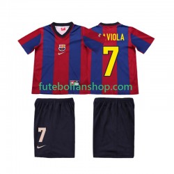 Camisola Principal FC Barcelona SAVIOLA 7 Retro 1998 1999 Manga Curta ,Criança