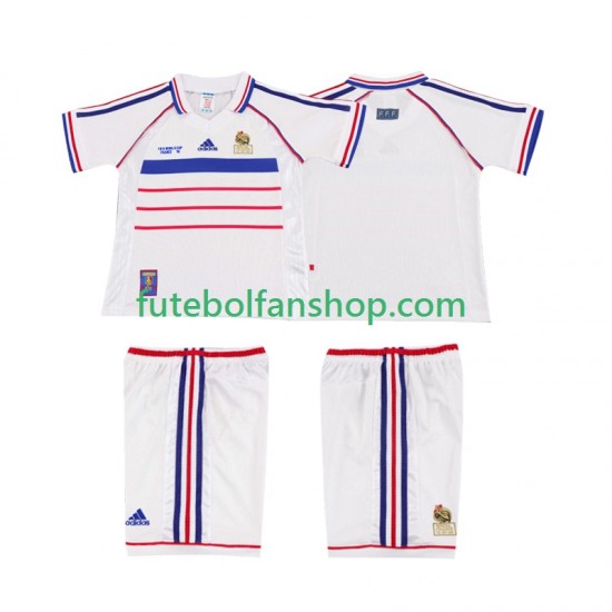 Camisola Alternativo Seleção Francesa Retro 1998 Manga Curta ,Criança