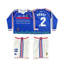 Camisola Principal Seleção Francesa Henry 12 Retro 1998 Manga Comprida ,Criança