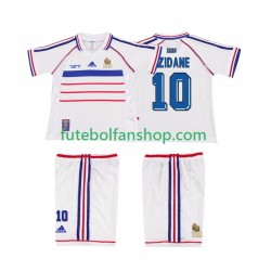 Camisola Alternativo Seleção Francesa ZIDANE 10 Retro 1998 Manga Curta ,Criança