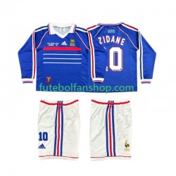 Camisola Principal Seleção Francesa ZINANE 10 Retro 1998 Manga Comprida ,Criança