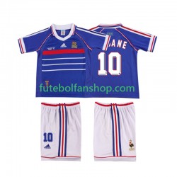 Camisola Principal Seleção Francesa ZINANE 10 Retro 1998 Manga Curta ,Criança