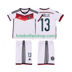 Camisola Principal Seleção Alemã MULLER 13 Retro 2014 Manga Curta ,Criança