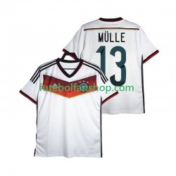 Camisola Principal Seleção Alemã Retro MULLER 13 2014 Manga Curta ,Homem
