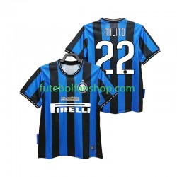 Camisola Principal Inter de Milão MILITO 22 Retro 2009 2010 Manga Curta ,Homem