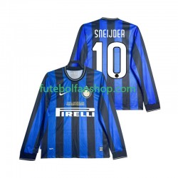 Camisola Principal Inter de Milão SNEIJDER 10 Retro 2009 2010 Manga Comprida ,Homem
